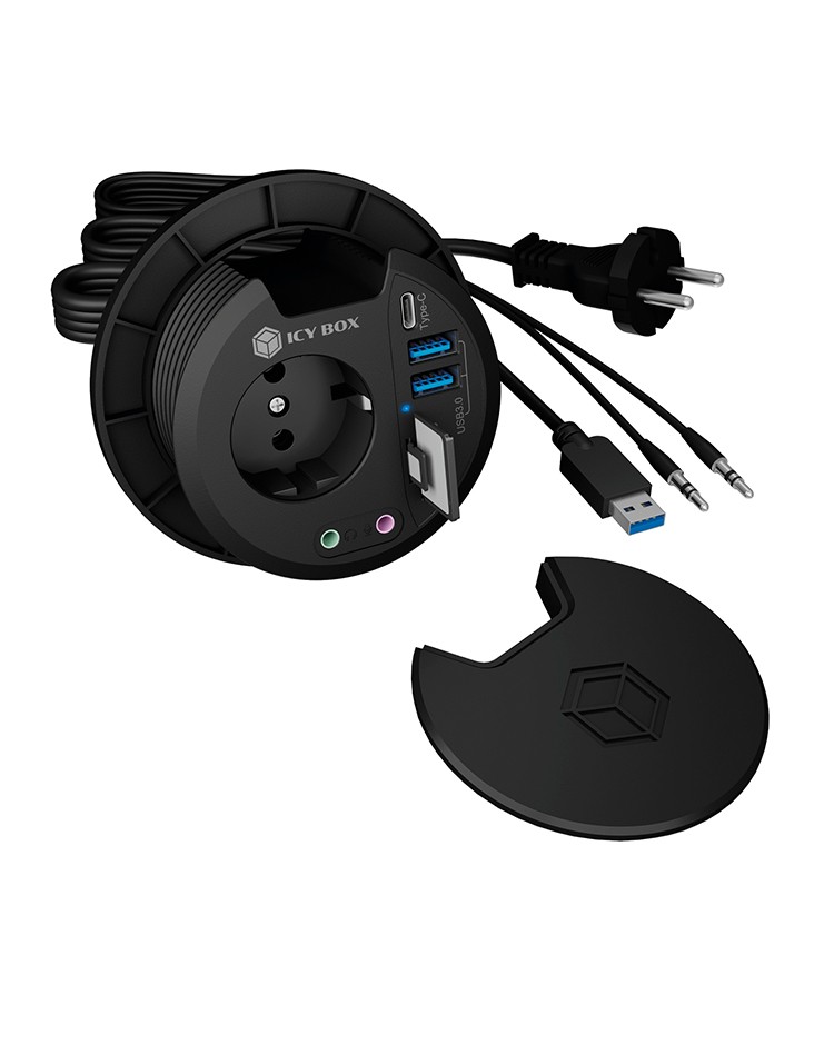 ICY BOX IB-HUB1430-CR socket-outlet Black - ICY BOX IB-HUB1430-CR,