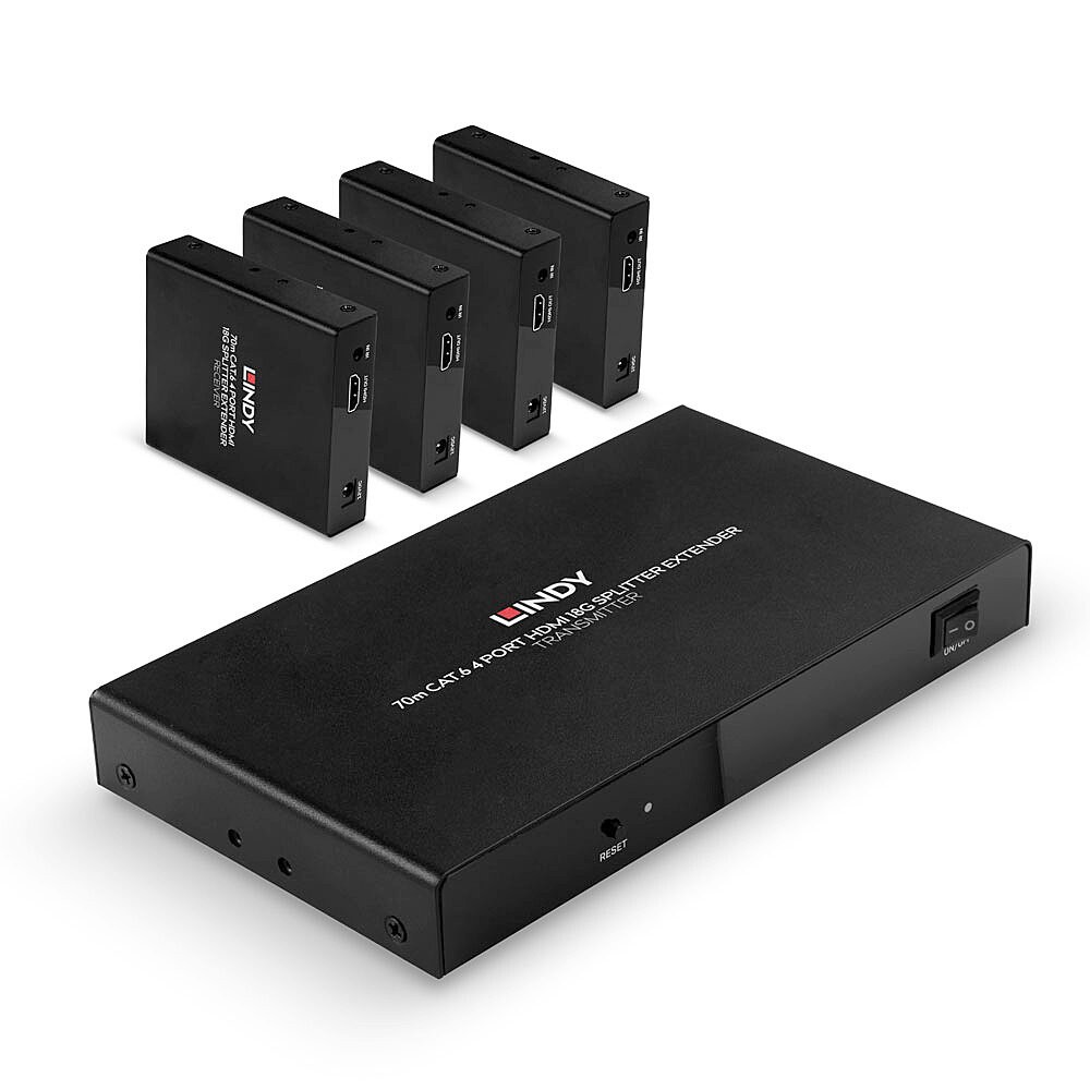 Lindy 70m Cat.6 4 Port HDMI 4K60 Splitter Extender - Lindy 70m Cat.6