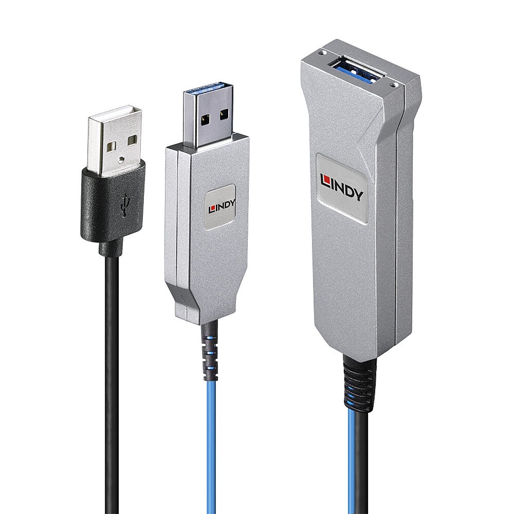 Lindy 30m Fibre Optic USB 3.0 Cable - Lindy 30m Fibre Optic USB 3.0