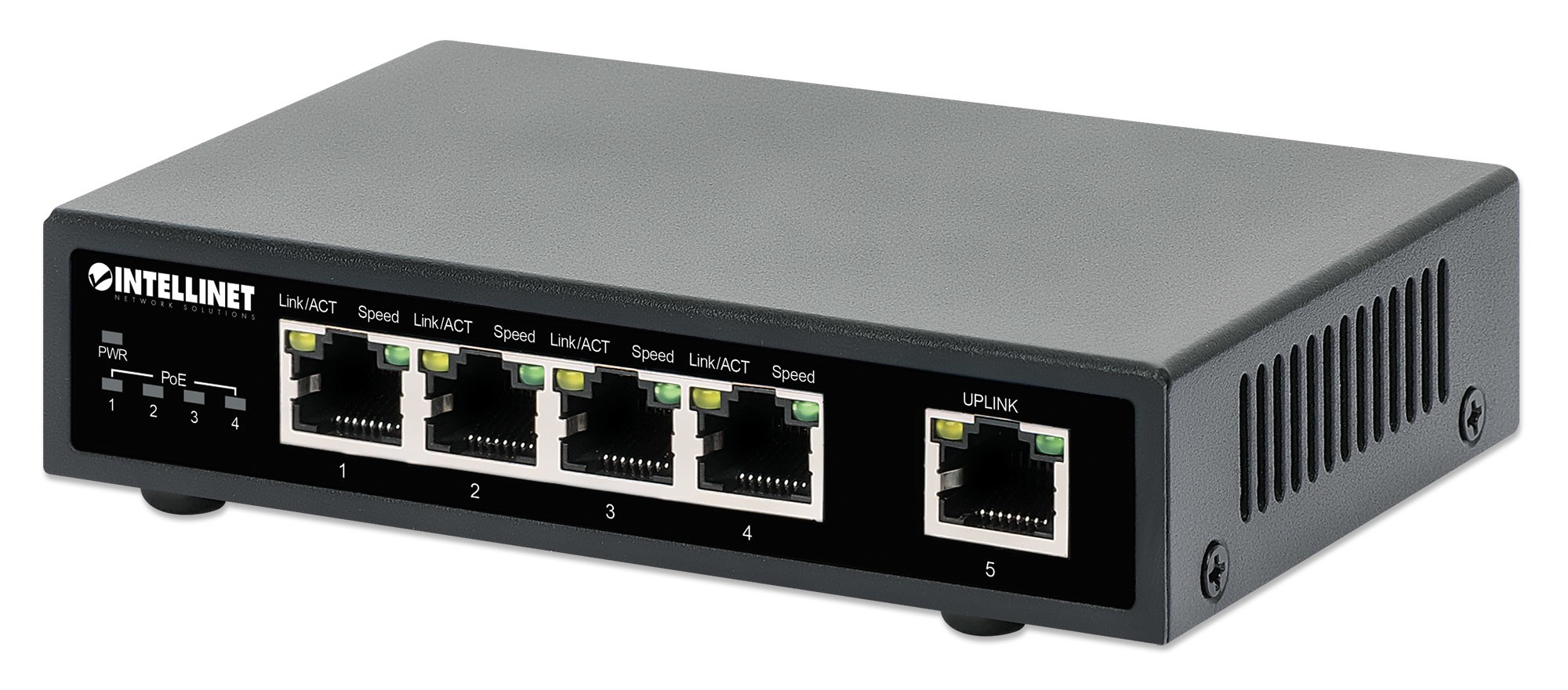 Intellinet Commutateur réseau (switch) Gigabit Ethernet PoE+ 5 ports,