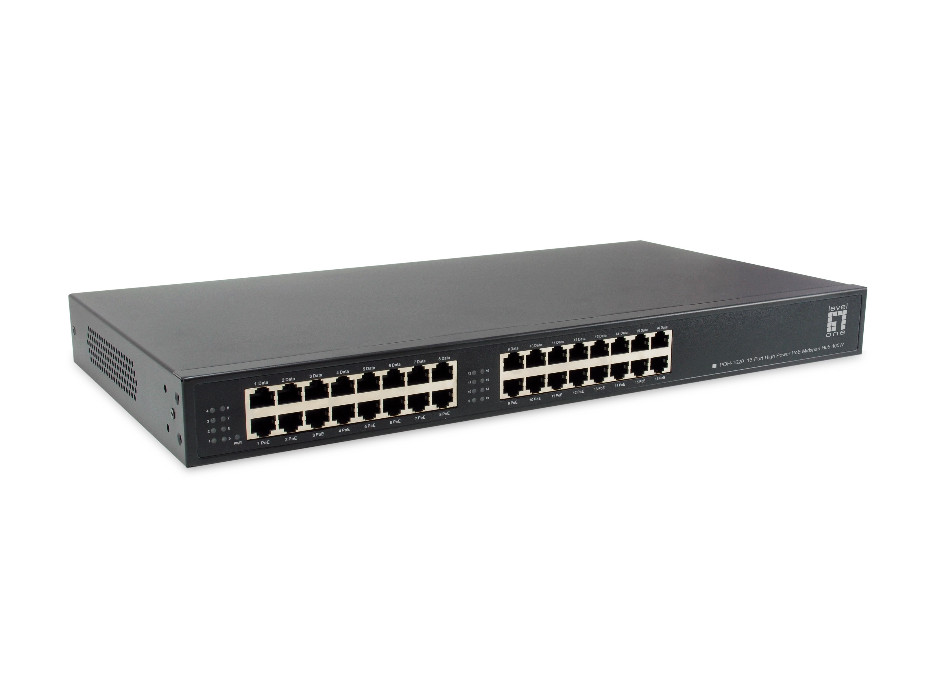 LevelOne POH-1620 16-Port High Power PoE Midspan Hub ,400W - LevelOne