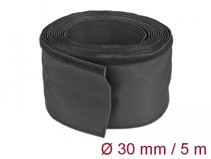 DELOCK Gewebeschlauch Klettverschl. hitzebest. 5mx30mm Black