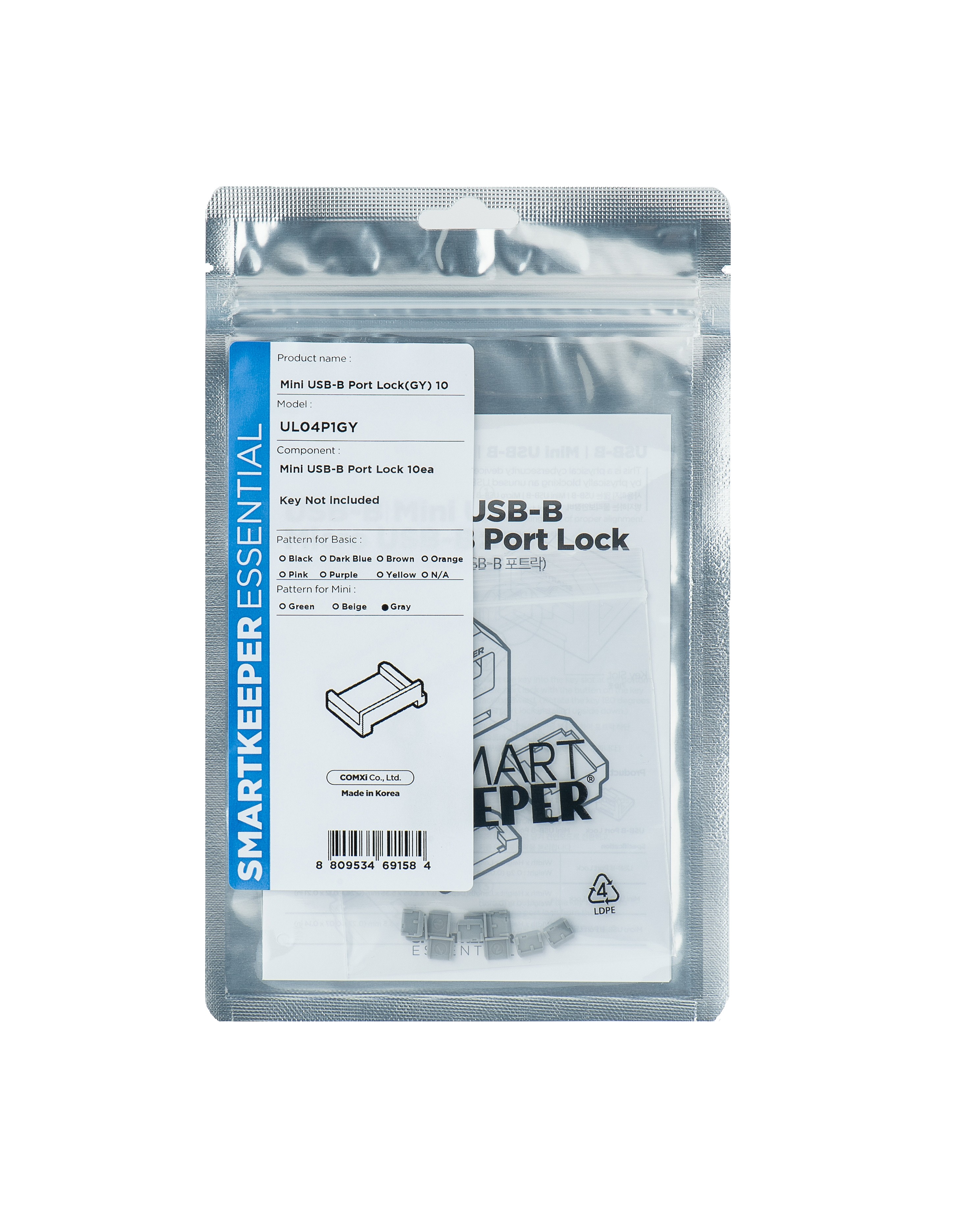 SmartKeeper MUL04P1GY Micro USB B-Port Blocker 10 Stück grau
