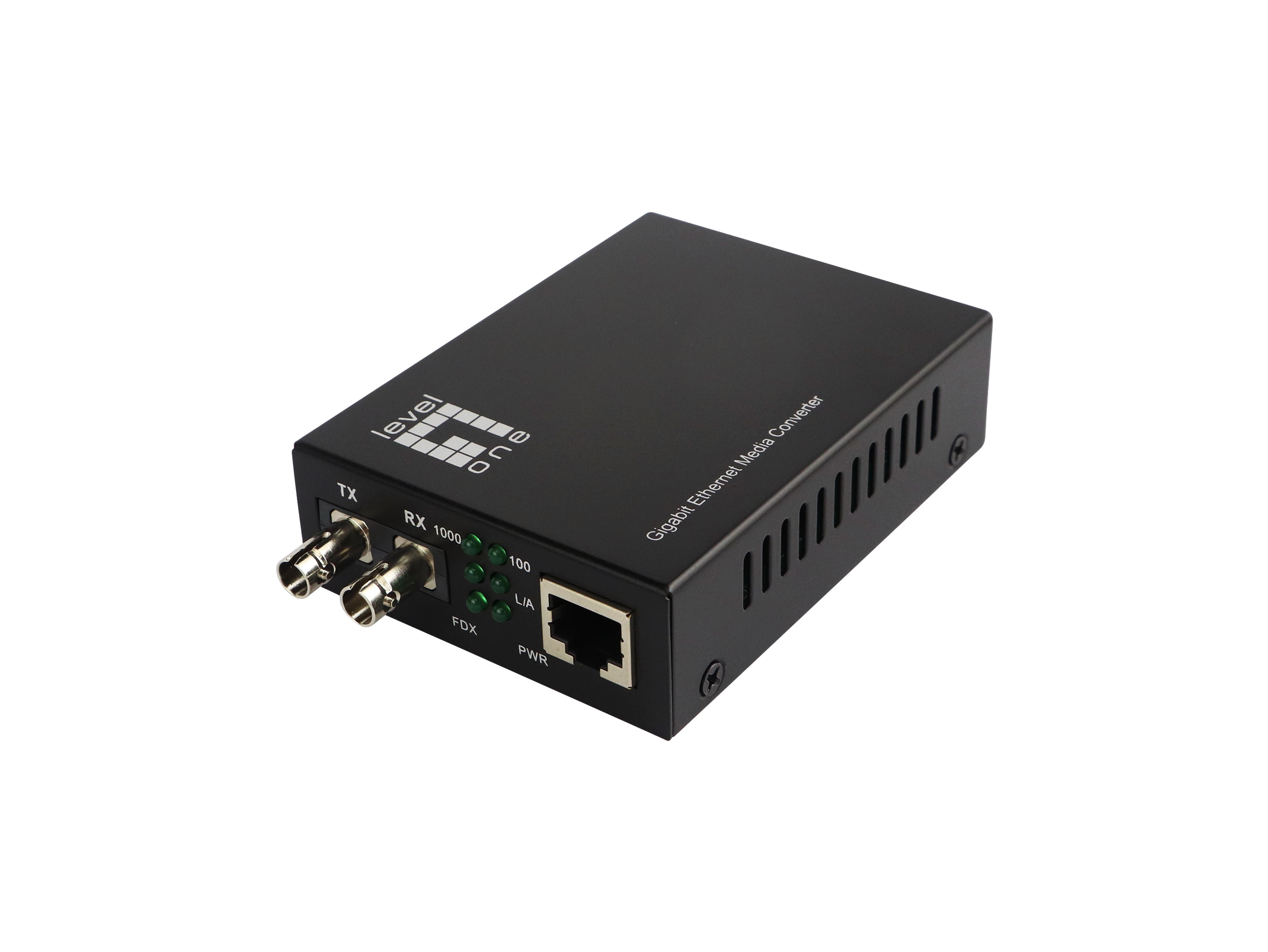 LevelOne RJ45 to ST Gigabit Media Converter, Single-Mode Fiber,