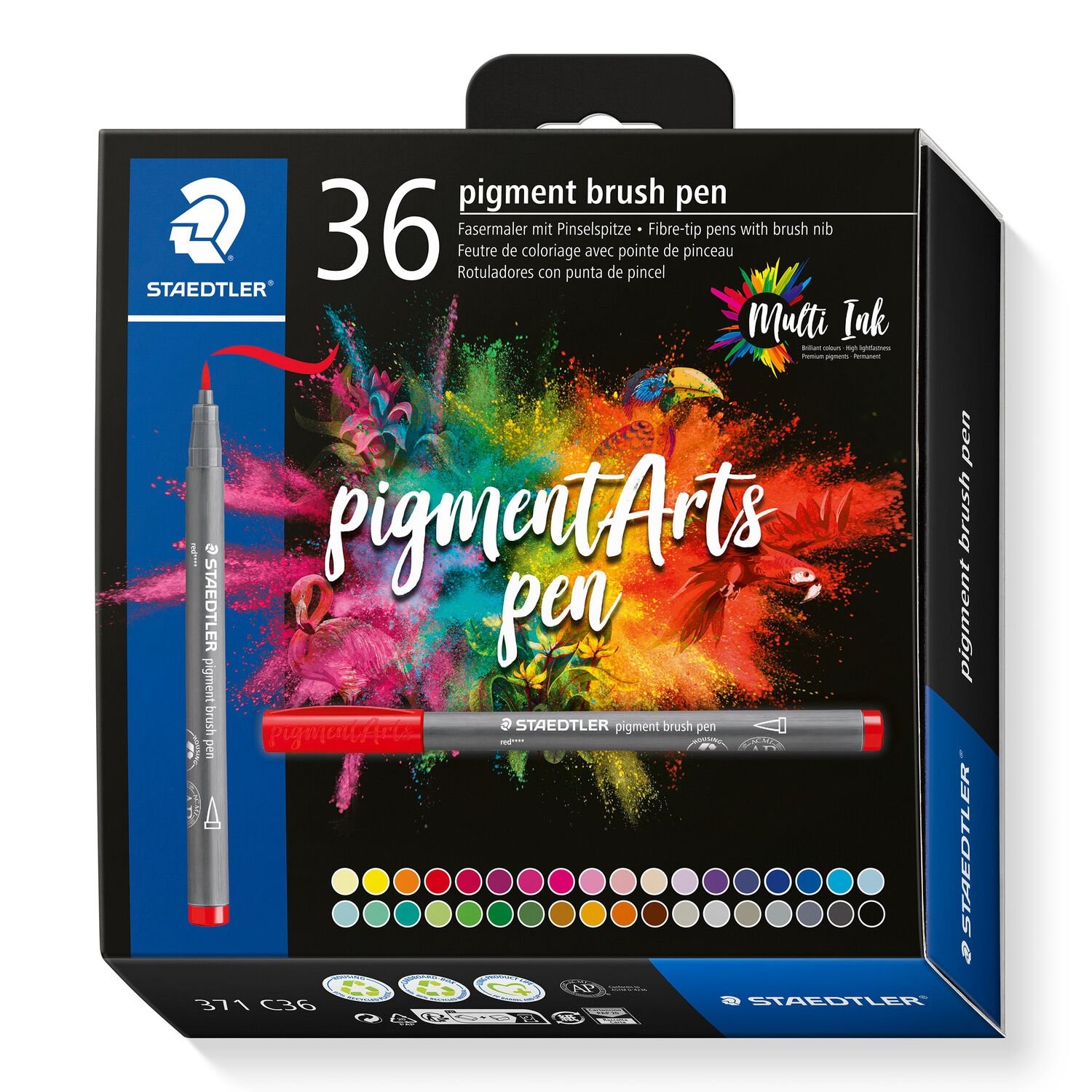 Staedtler Pigment Arts Brush Pen felt pen Multicolour 36 pc(s) -