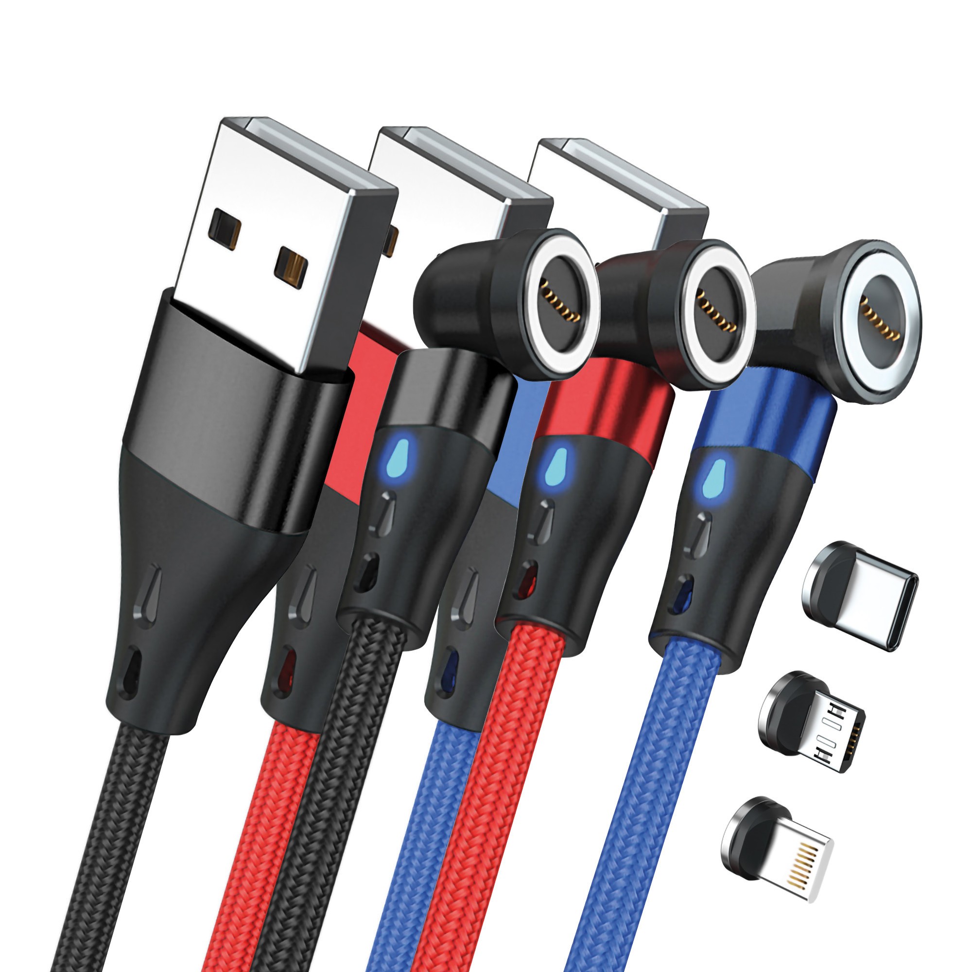 RealPower MagneticCharge3 USB cable 1 m USB A Black, Blue, Red -