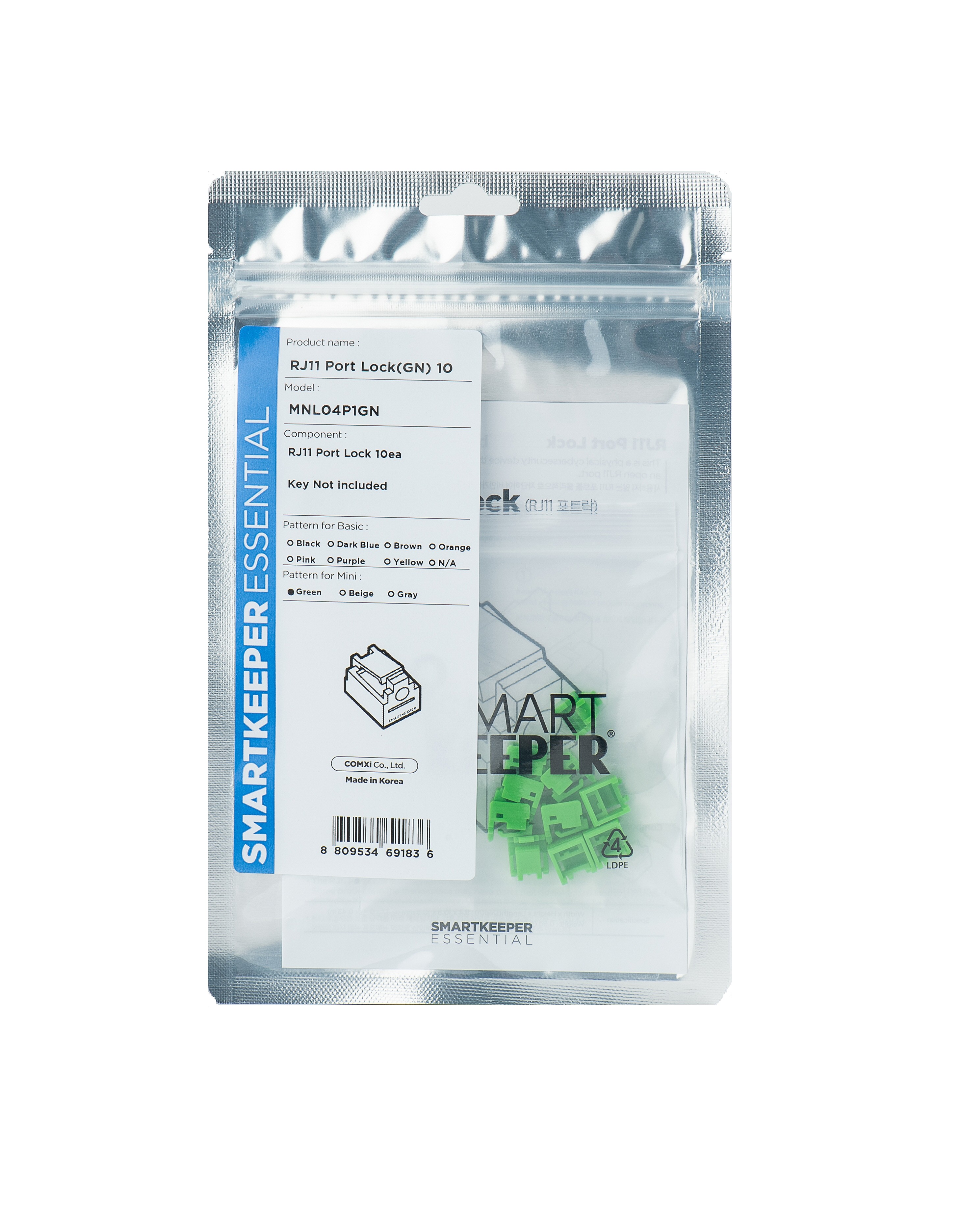 Smartkeeper MNL04P1GN port blocker RJ-11 Green 1 pc(s) - Smartkeeper