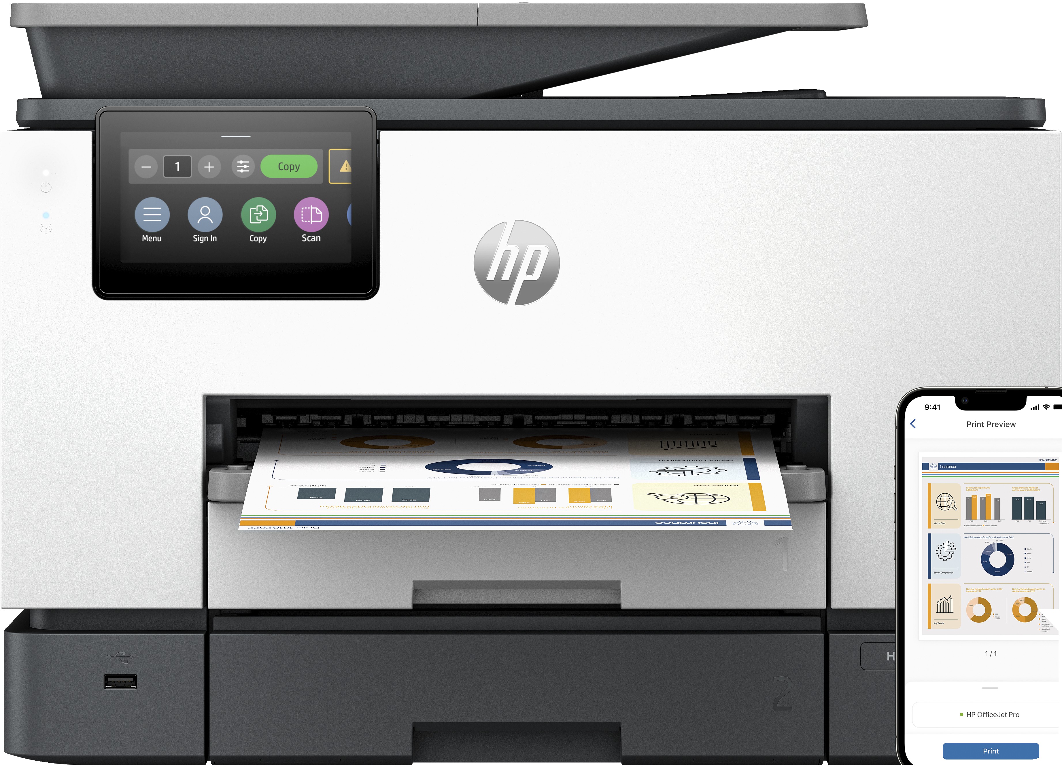 HP OfficeJet Pro 9130b Wireless All-in-One Color Printer, Two-sided