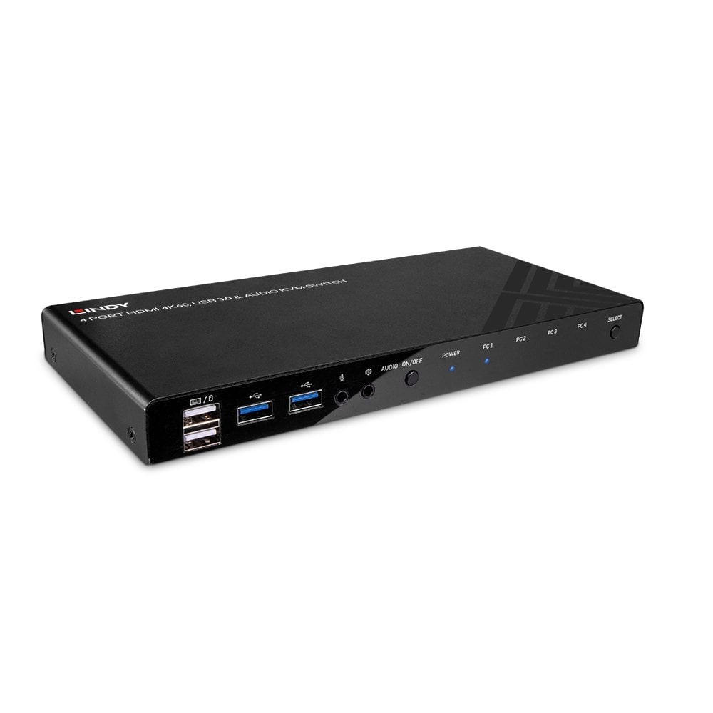 Lindy 4 Port HDMI 4K60, USB 3.0 and Audio KVM Switch - Lindy 4 Port
