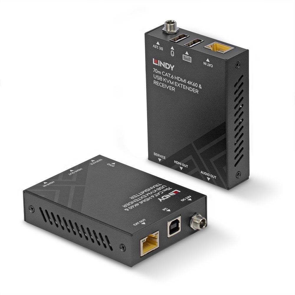 Lindy 70m Cat.6 HDMI 4K60, USB and Audio KVM Extender - Lindy 70m Cat.