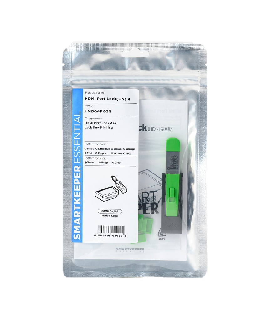 Smartkeeper HMD04PKGN clip sicura Bloccaporte + chiave HDMI Verde 1