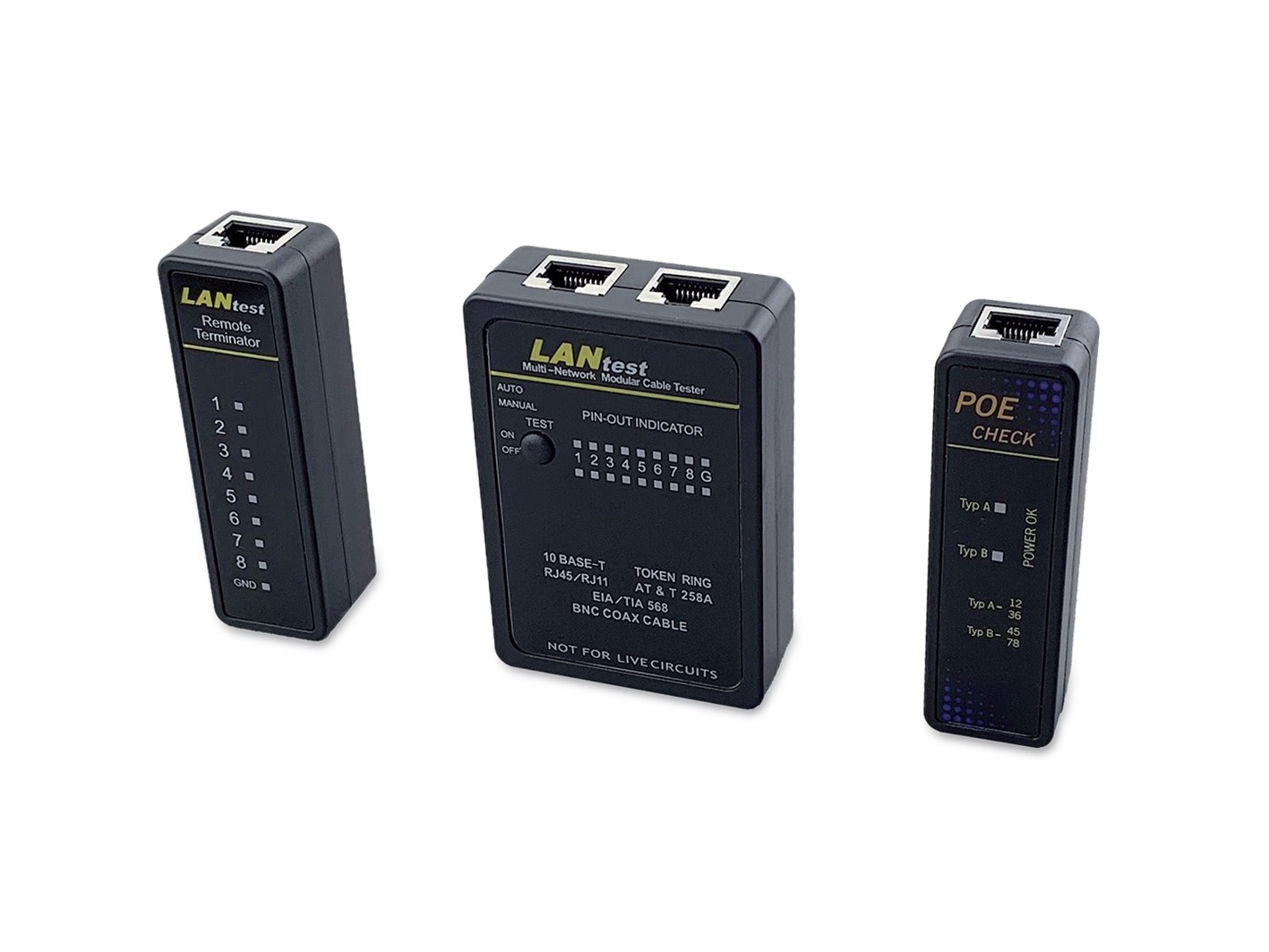 Equip Kabeltester für RJ45/RJ12/RJ11/BNC/PoE schwarz