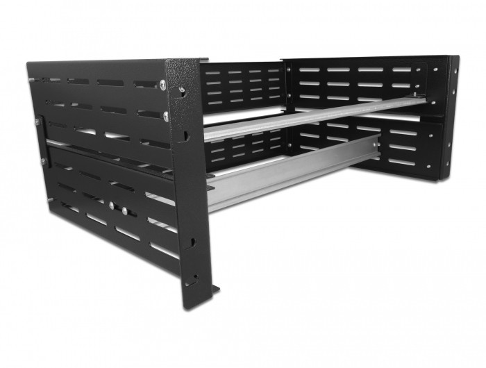 DeLOCK 19 DIN Rail Bracket 4U, black - DeLOCK 19 DIN Rail