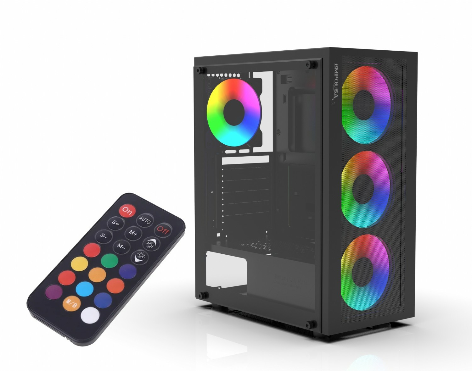 INCA Gehäuse Mid-Tower/ATX/Metall&Glas/USB/RGB schwarz
