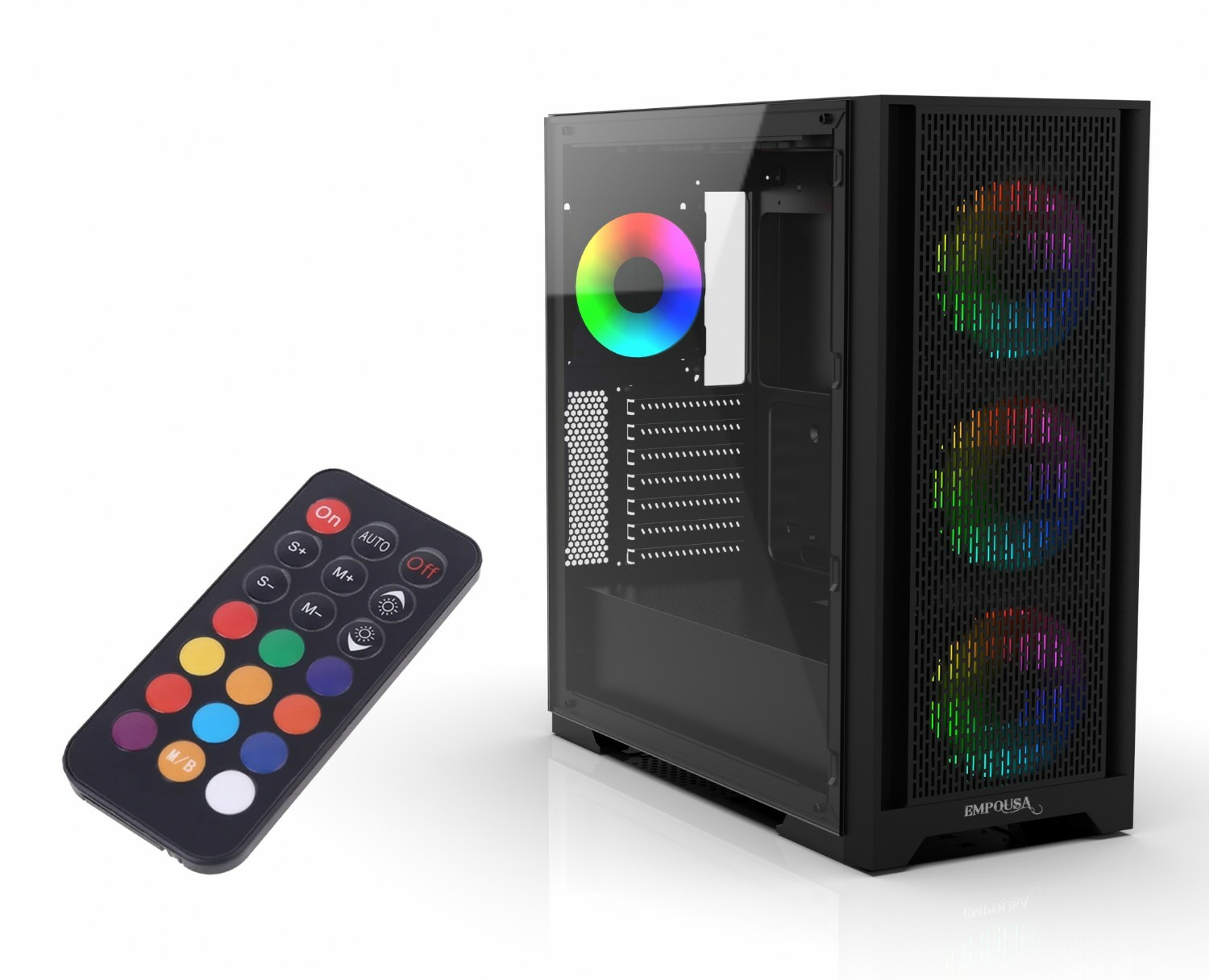 INCA Gehäuse Mid-Tower/ATX/Metall&Glas/USB/RGB schwarz