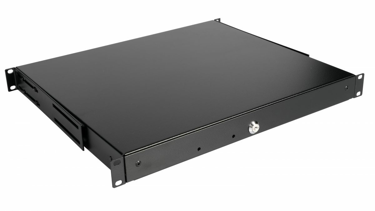 Equip Lockable Drawer 19', 1U, RAL9005 Black - Equip Lockable Drawer