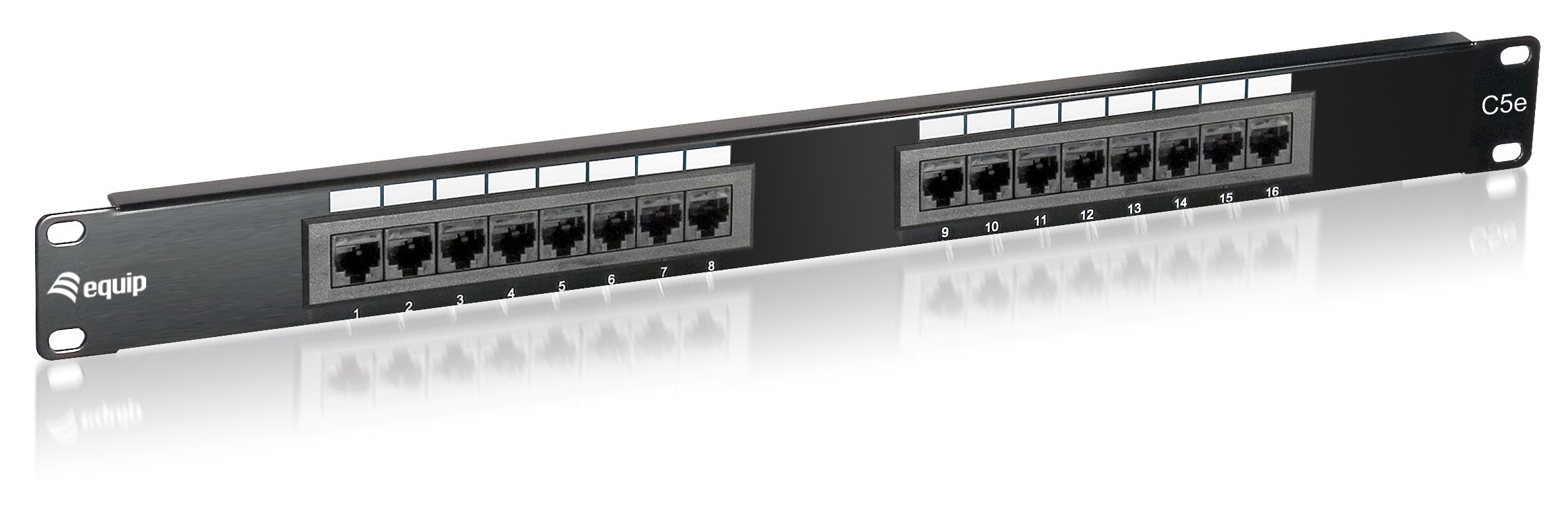 Equip 19" Patchpanel 16xRJ45 Cat5e UTP 1U 100MHz RAL9005