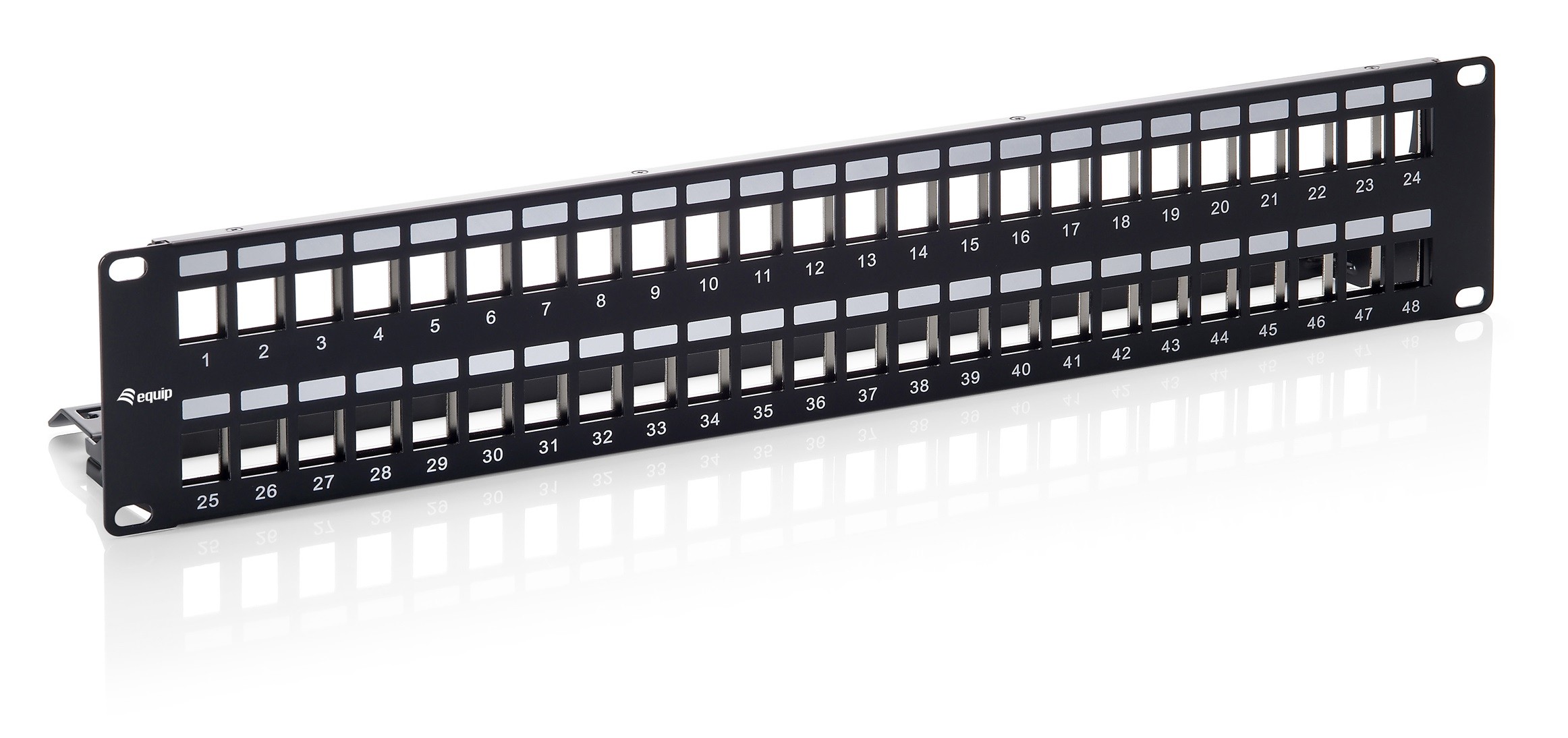 Equip 48-Port Keystone Cat.6 Shielded Patch Panel, Black - Equip 48-