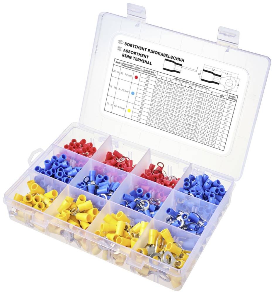 TRU COMPONENTS TC-11991832 Ringkabelschuh-Sortiment Teilisoliert 0.