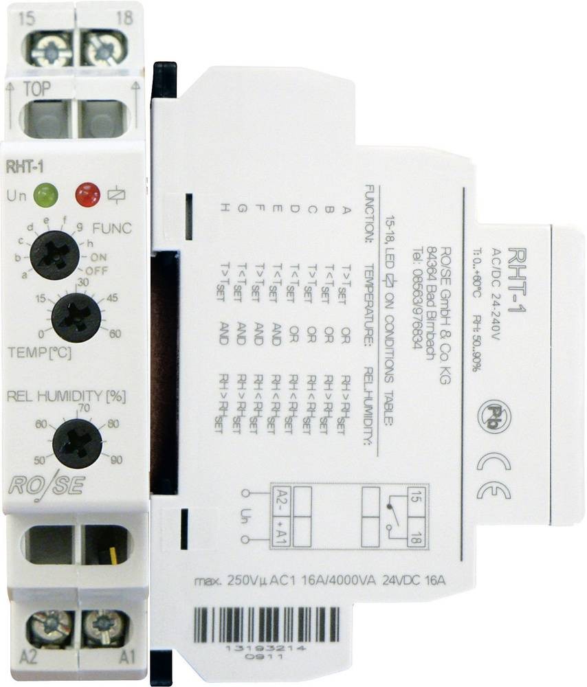 RO/SE LM-Heizungen Schaltschrankheizungs-Hygro-Thermostat-Kombination