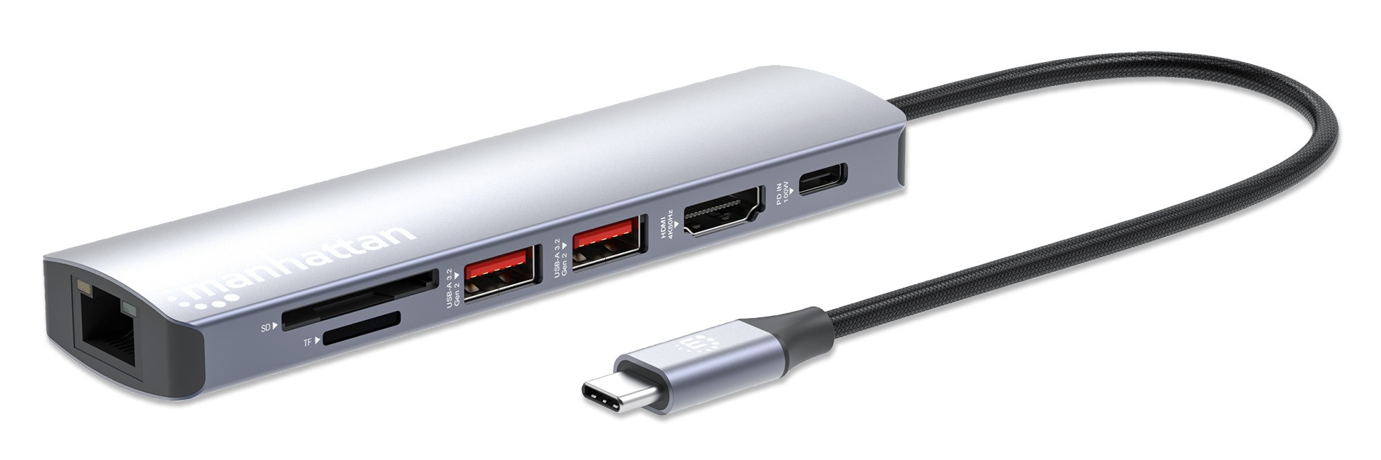 Manhattan Dock/hub USB-C avec lecteur de cartes, 5 ports : Ethernet,