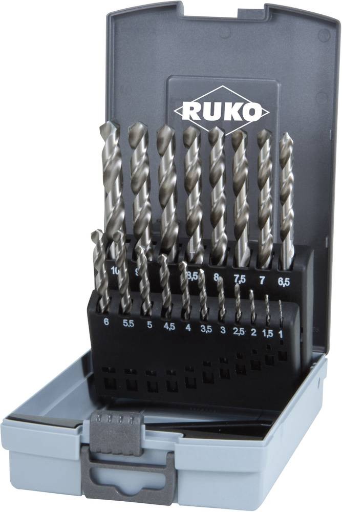 RUKO 214214RO HSS-G Metall-Spiralbohrer-Set 19teilig 1 mm, 1.5 mm, 2