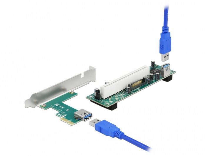 DeLOCK Riser Card PCI Express x1 to 1 x PCI 32 Bit Slot with 60 cm