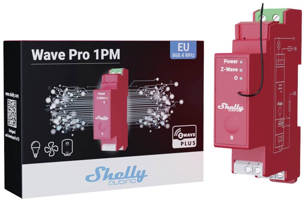 Shelly Relais "Wave Pro 1PM" max 16A Z-Wave DIN-Rail