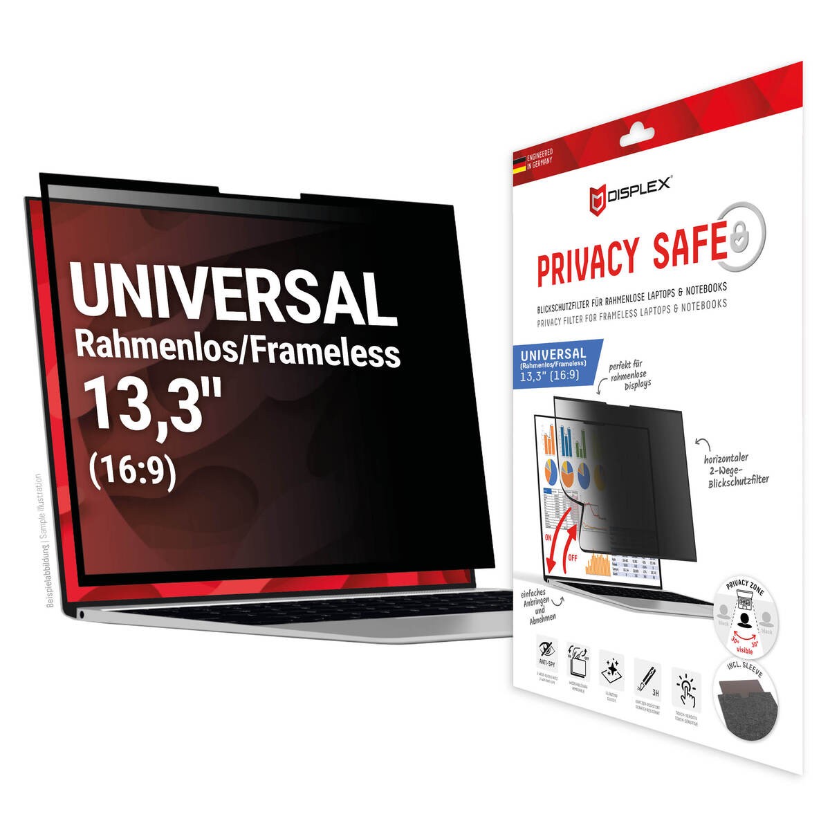 E.V.I. DISPLEX Privacy Safe Uni (randlos) 13,3", 16:9