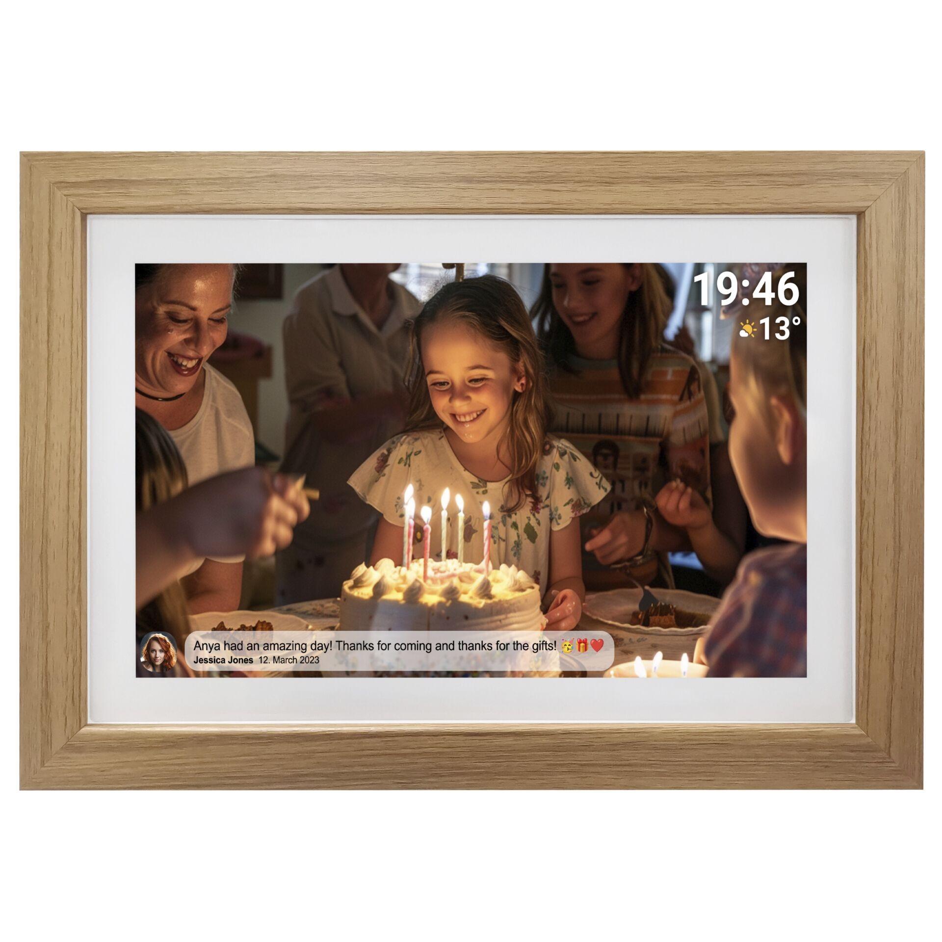 Denver PFF-1543LW digital photo frame Light brown 39.6 cm (15.6")