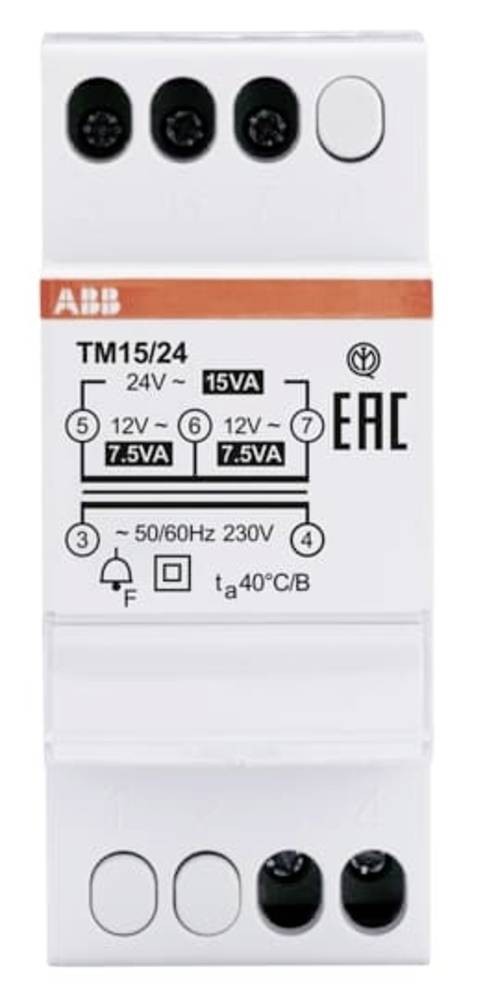 ABB 15W DIN Rail Transformer, 230V Primary, 24V Secondary - ABB 15W