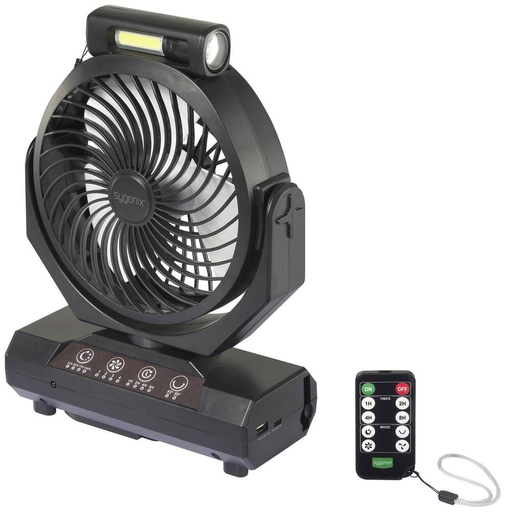 Sygonix Akku-ventilador 4.6W (Ø) 205mm negro Akkubetrieb möglich,