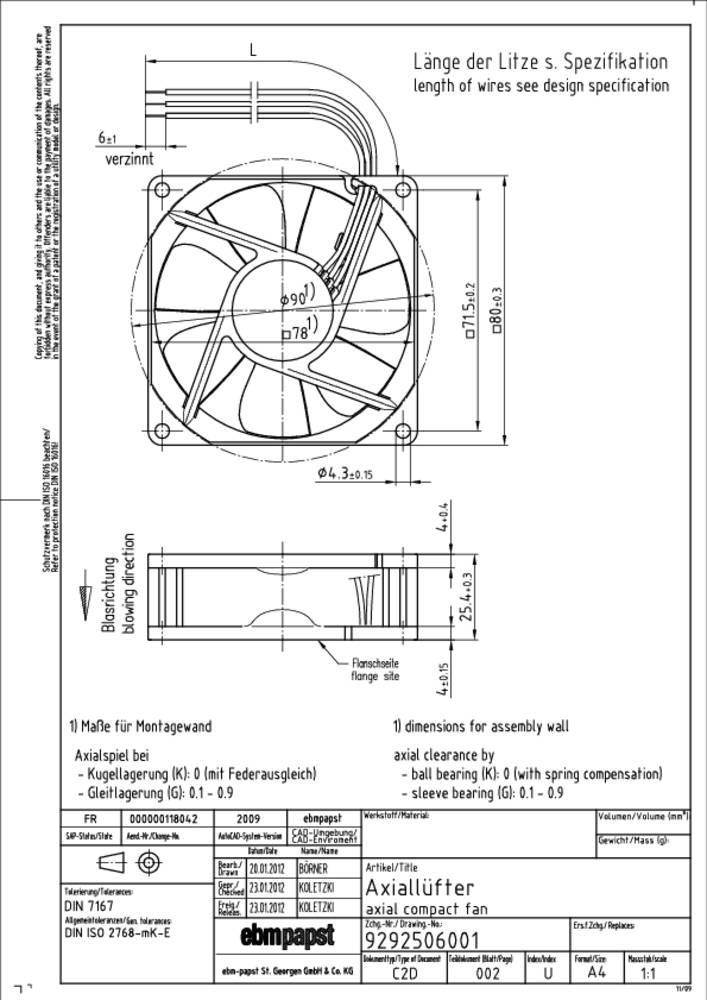 EBM Papst 8412 NLE Axiallüfter 12 V/DC 33 m³/h (L x B x H) 80 x 80