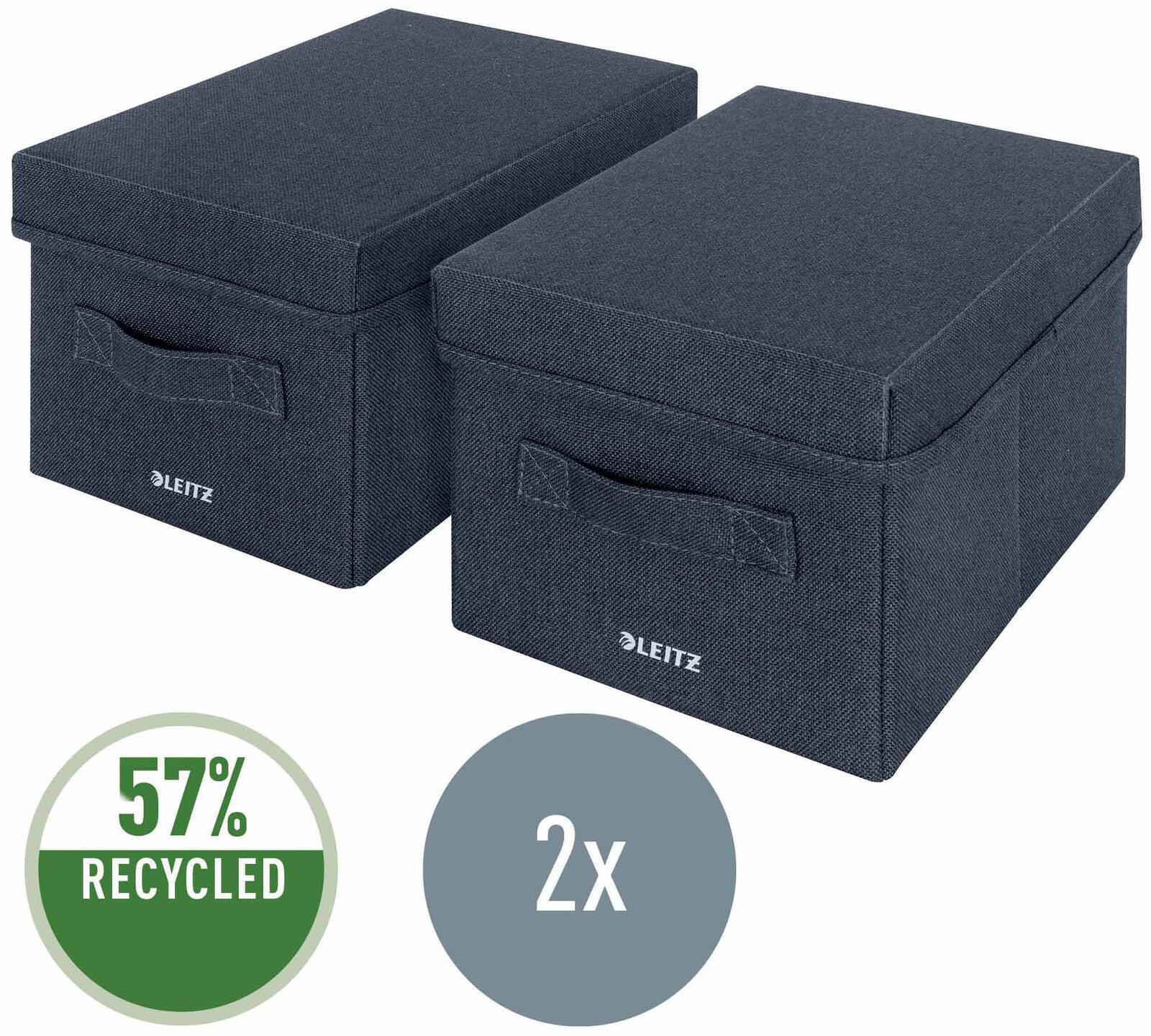 Leitz Fabric Storage Box with lid small , pack of 2 - Leitz Fabric
