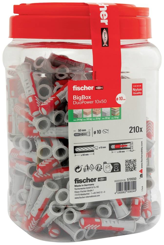 Fischer 570550 DuoPower Dübelset 50mm 10mm 210St.