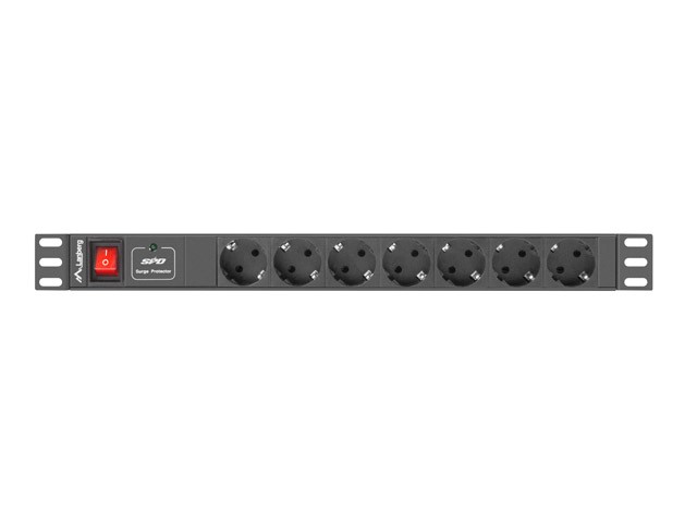 LANBERG 19" PDU-Steckdosenleiste 1U 7xSchuko C14 2,0m 16A sw