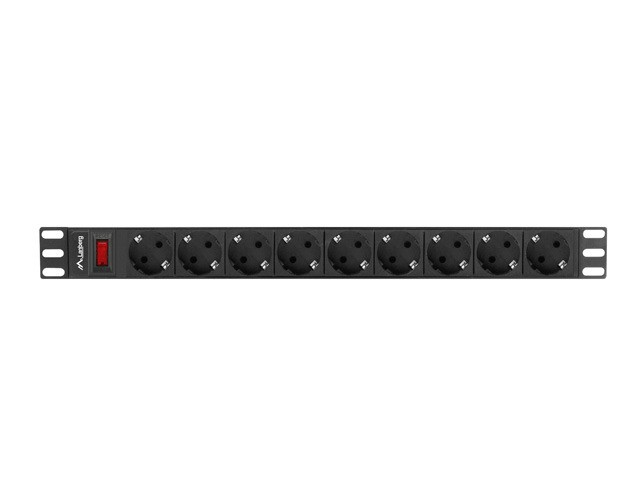 LANBERG 19" PDU-Steckdosenleiste 1U 9xSchuko 3,0m 16A sw