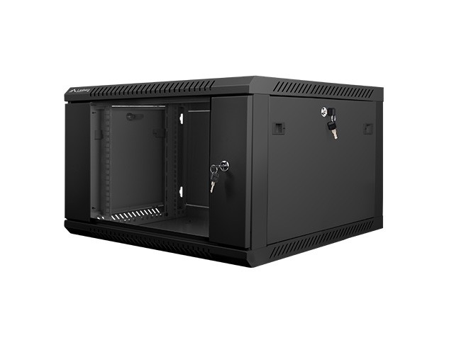 LANBERG 19" 6U 600x600 Wandgehäuse Glastür V2 (FlatPack) sw