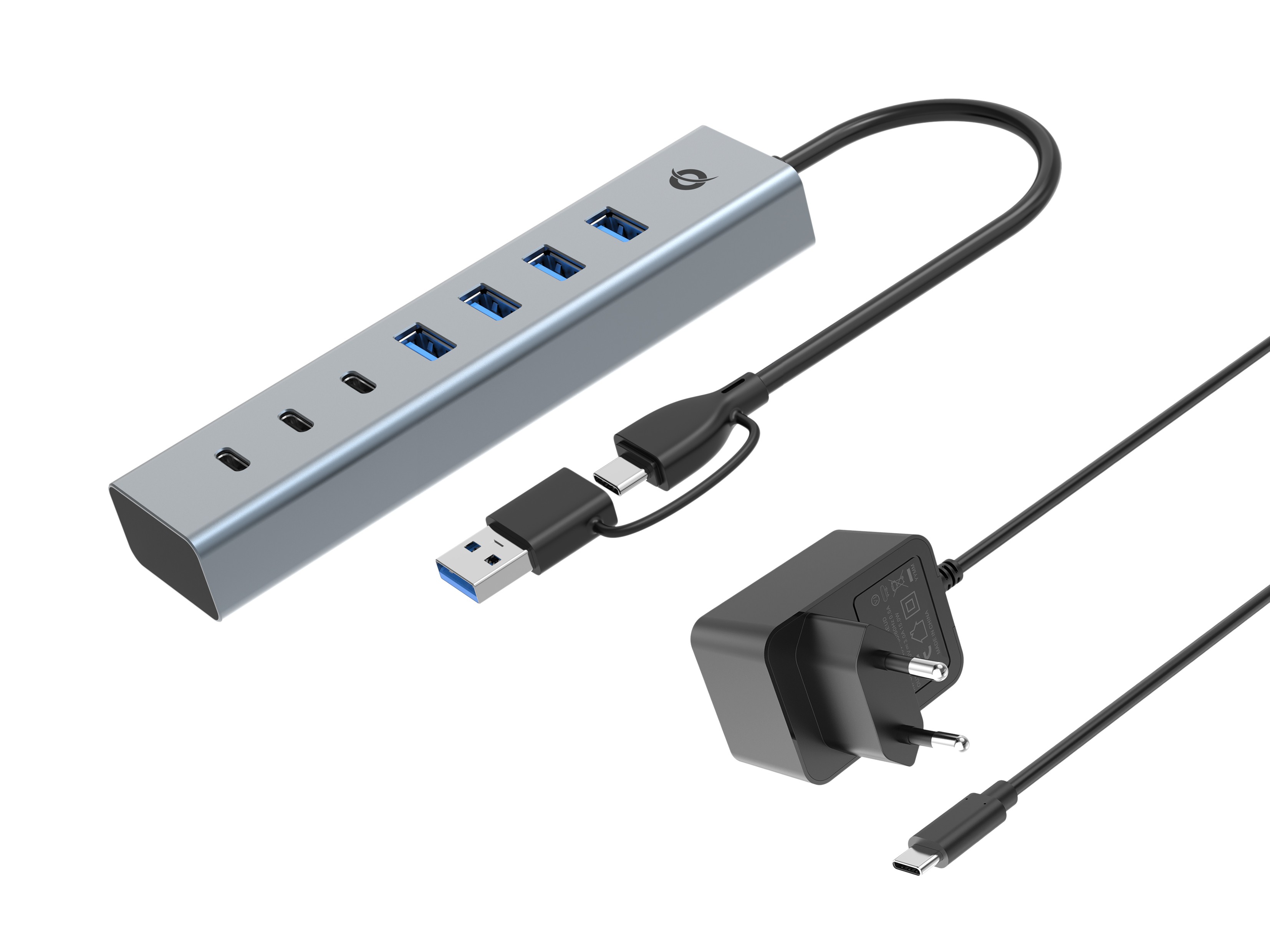 Conceptronic HUBBIES20GP 7-Port USB 3.0 Hub with Power Adapter, 5Gbps,