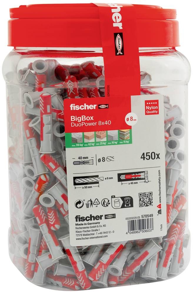 Fischer 570549 DuoPower Dübelset 40mm 8mm 450St.