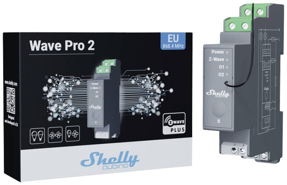 Shelly Qubino Wave PRO 2 Hutschienenrelais Z-Wave