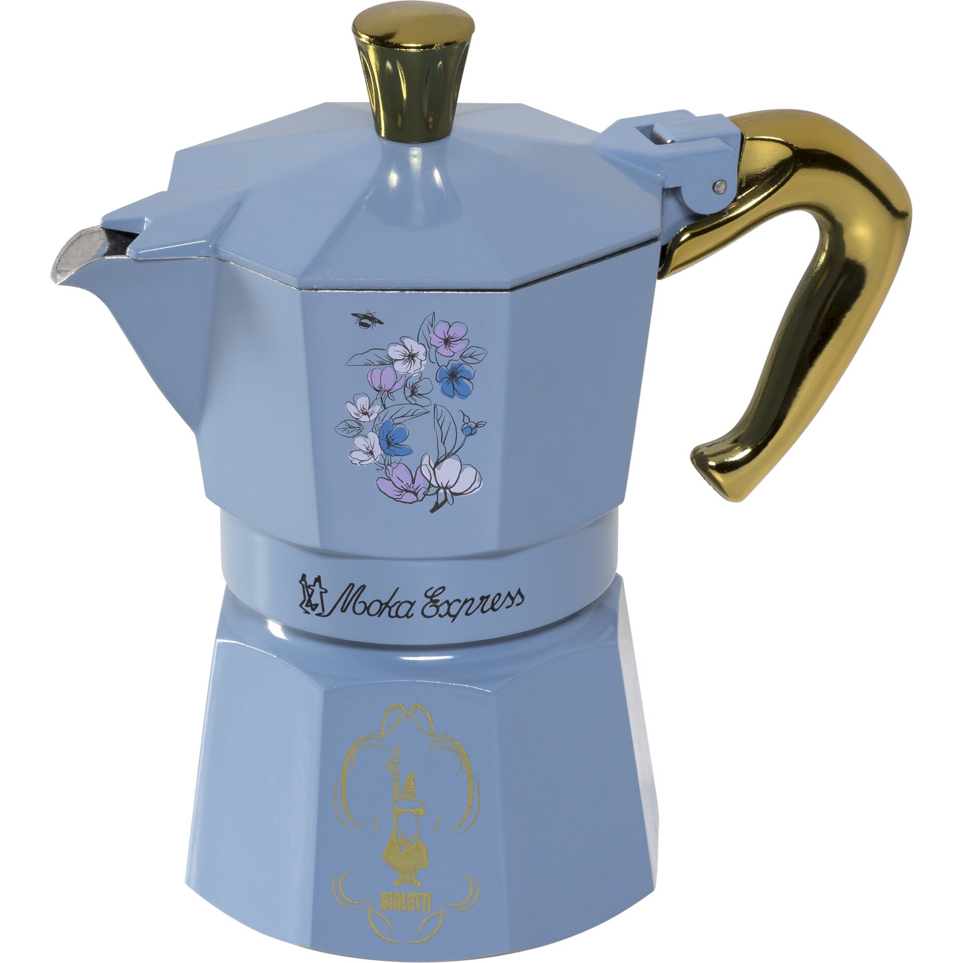 Bialetti Bridgerton Cafetière à moka 0,13 L Bleu, Or - Bialetti