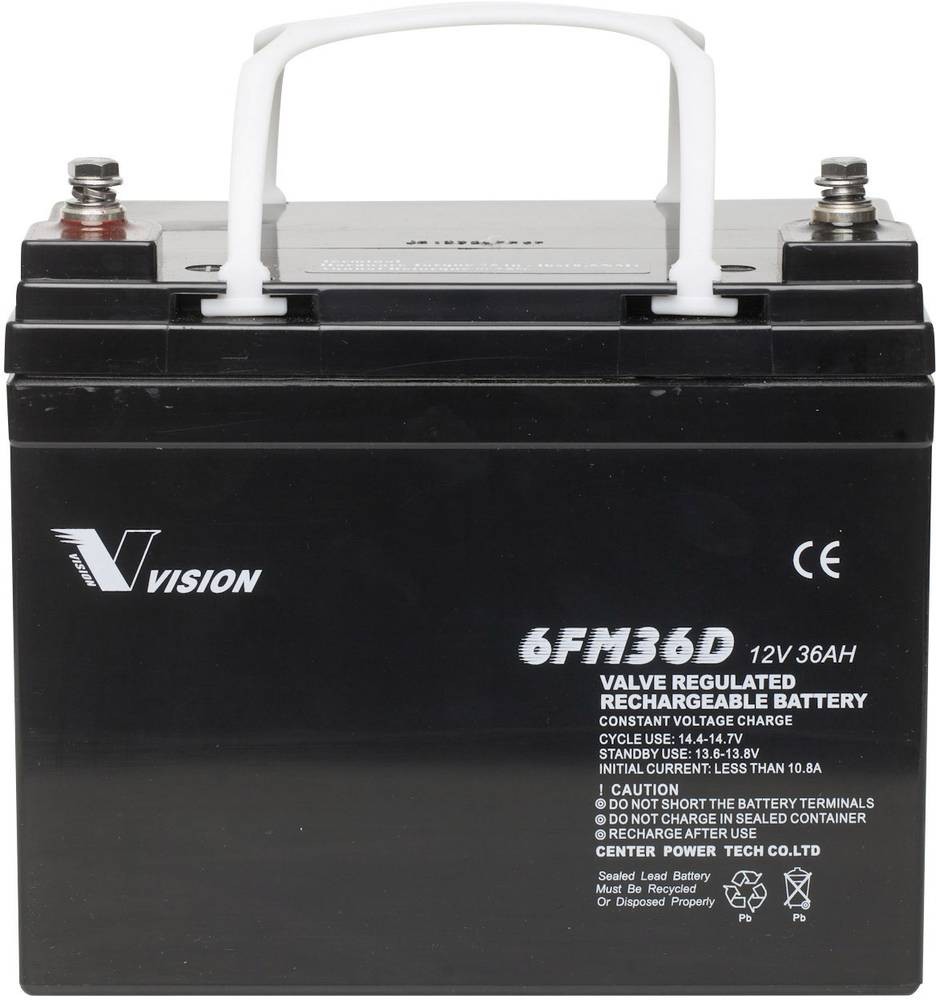 Vision Akkus 6FM36DX Bleibatterie rechargeable 12V 36Ah Blei-Vlies (