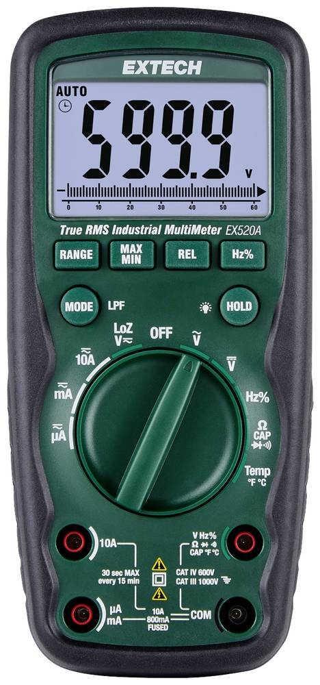 Extech EX520A Hand-Multimeter digital CAT IV 600V Anzeige (Counts):