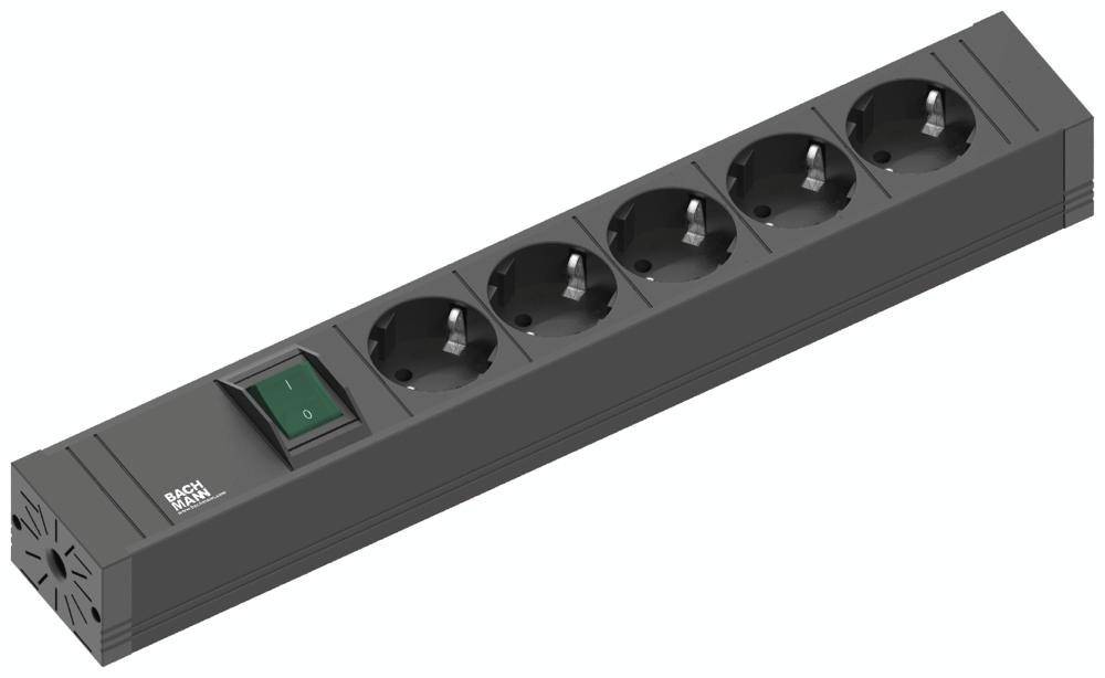 Bachmann 420.0013 multiprise avec Schalter noir Schutzkontakt 1 St.