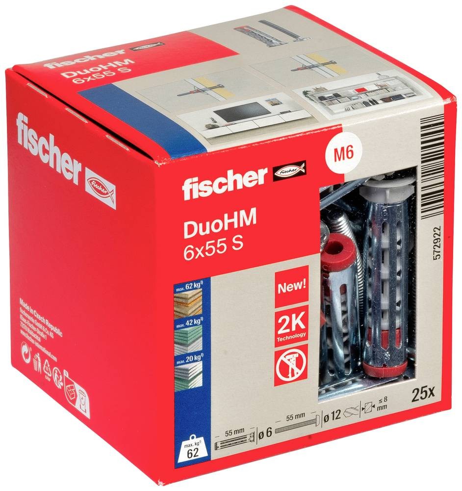 Fischer 572922 DuoHM 6x55 S PH PZ Hohlraumdowel 55mm 25St.