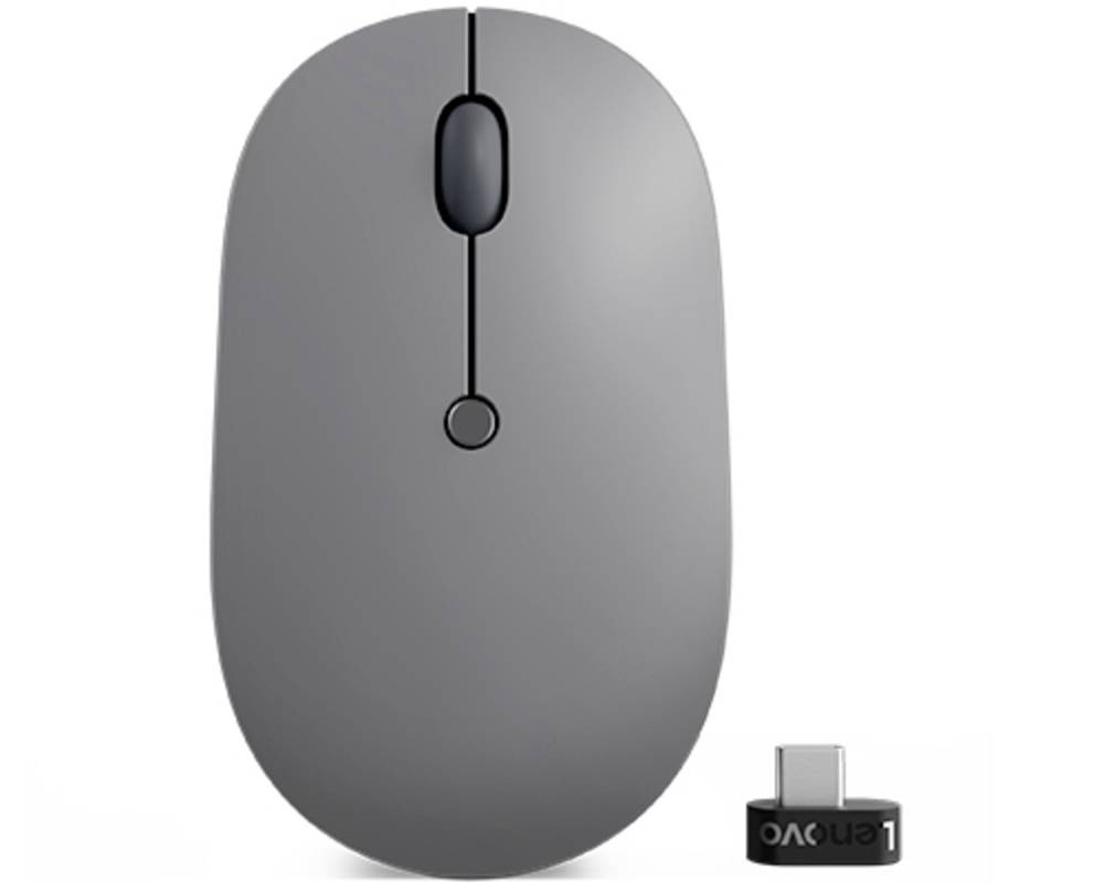 Lenovo Go USB-C Maus Kabellos, Funk Optisch Grau 5 Tasten 2400 dpi