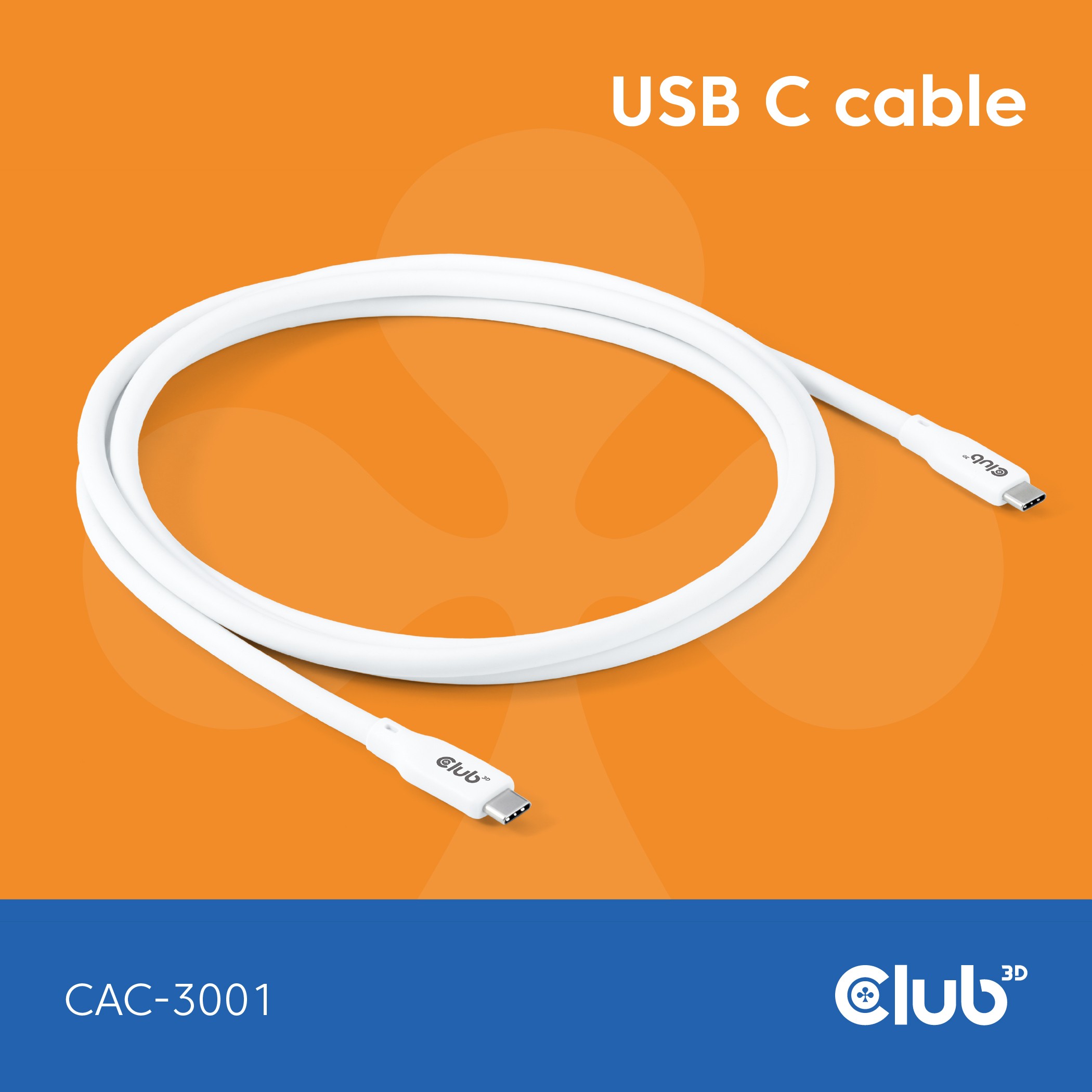CLUB3D CAC-3001 câble USB USB4 Gen 2x2 2 m USB C 20 Gbit/s 240 W