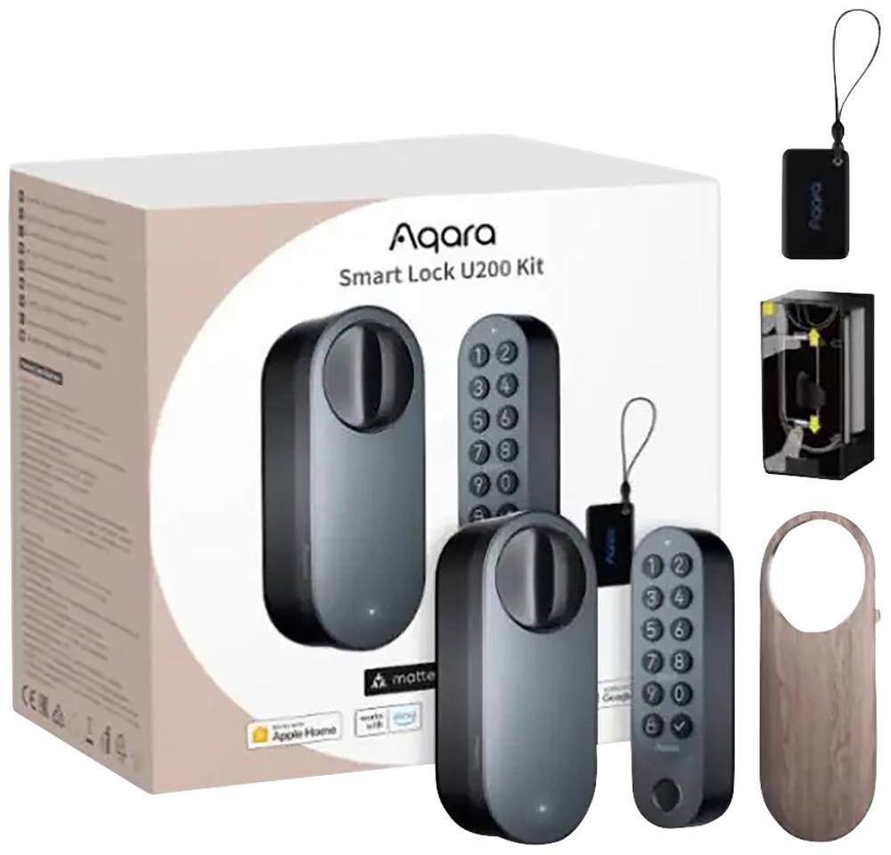 Aqara Codetastatur, Türschlossantrieb EL-D02D Schwarz Apple HomeKit