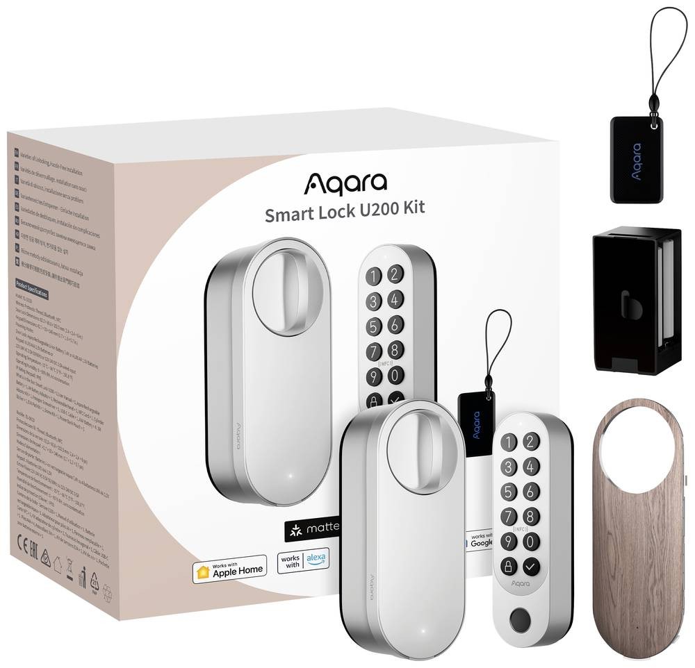 Aqara Codetastatur, Türschlossantrieb EL-D02DS Silber Apple HomeKit